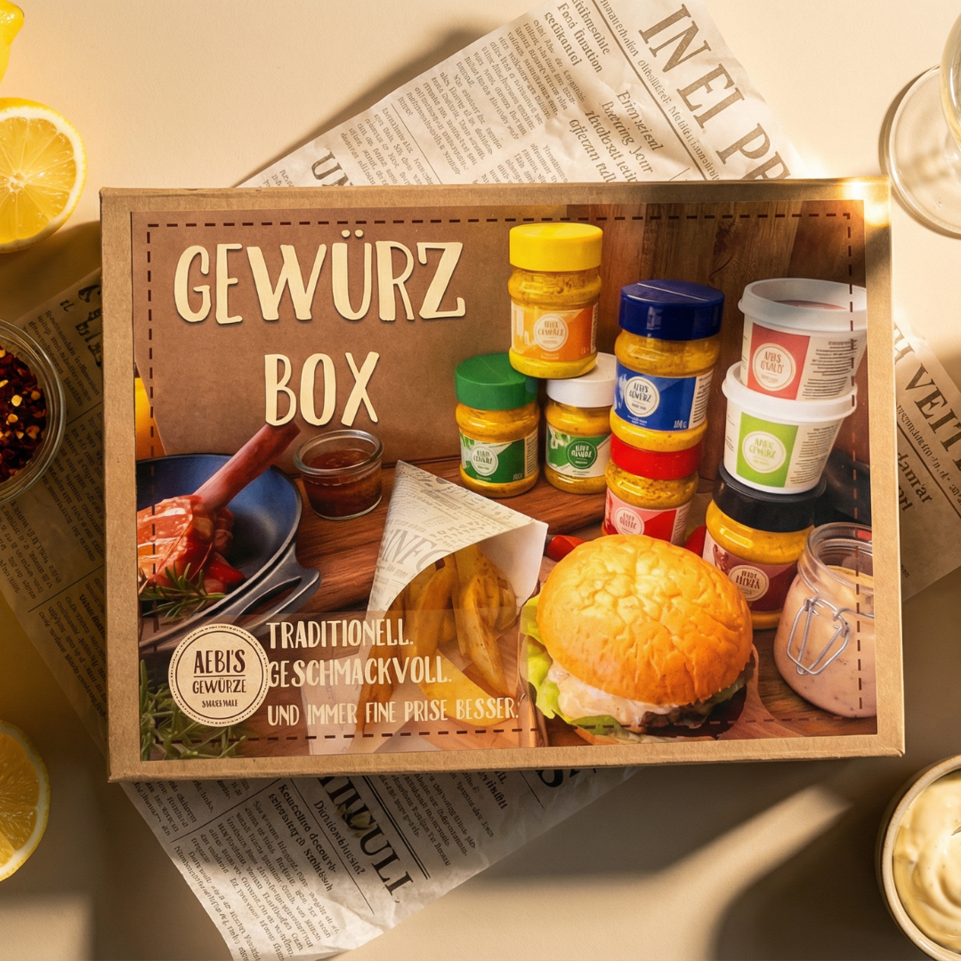 Aebi’s Gewürz-Box (5 Gewürze, 1 Bratensauce)